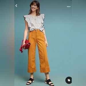 Anthropologie Wide Leg Cropped Pants